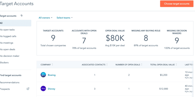 target accounts overview hubspot abm